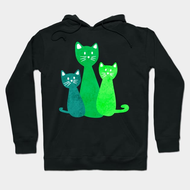 Green Cats Hoodie by Kelly Louise Art